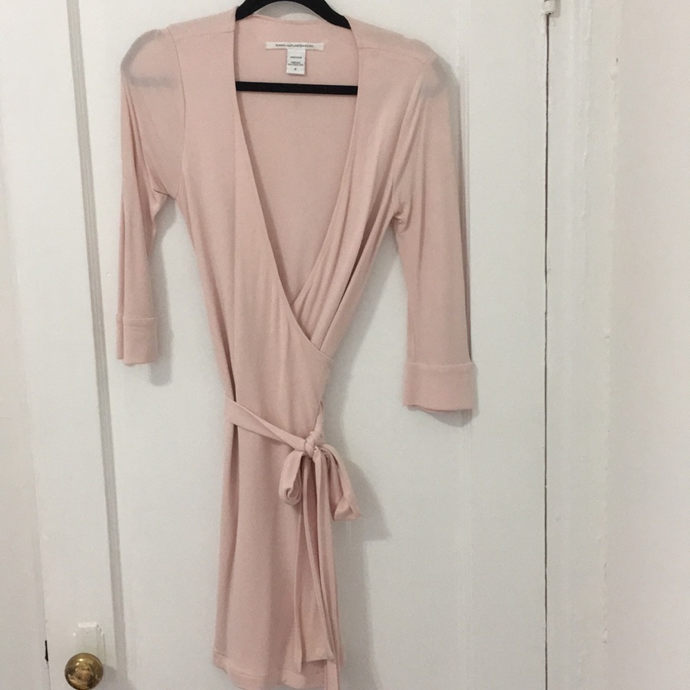 Pale pink DVF wrap dress
